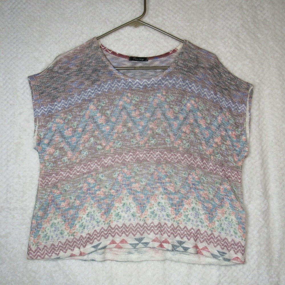 Timing Size Sm Super Soft Purple Pink Aztec Oversized Top Blouse Loose Fit Shirt